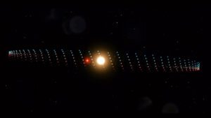 A planet is being pulled into a wildly distorted orbit by a gas structure 11 times larger than Earth 14 One planet is being pulled inwards