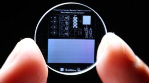 Scientists laser-etched all 3 billion letters of the human genome onto a coin-sized crystal, and what it reveals about the information packed inside every living cell is more astonishing than you might expect 10 a glowing 5D memory crystal storing the human genome resting in a salt cave