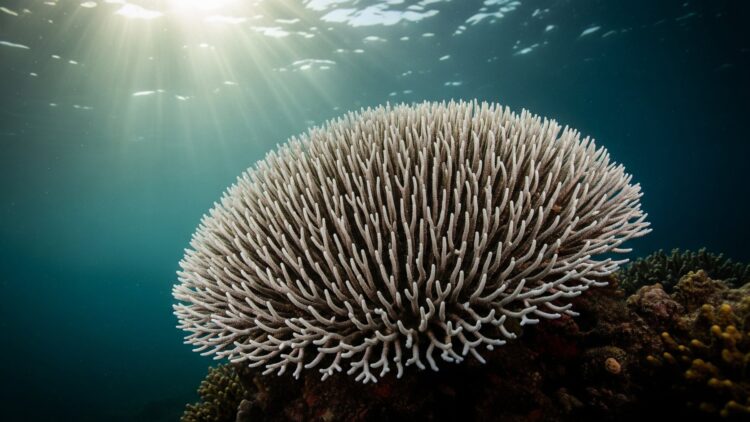 A buoy off the Florida Keys read 101 degrees in the water, and the scientists watching it had to throw out the scale they trusted 1 bleached brain coral on a Florida Keys reef showing coral reef bleaching, florida keys read
