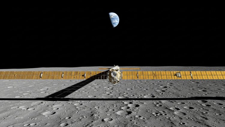 lunar solar panels forming a glowing ring around the Moon's equator with Earth in the background, japan s shimizu