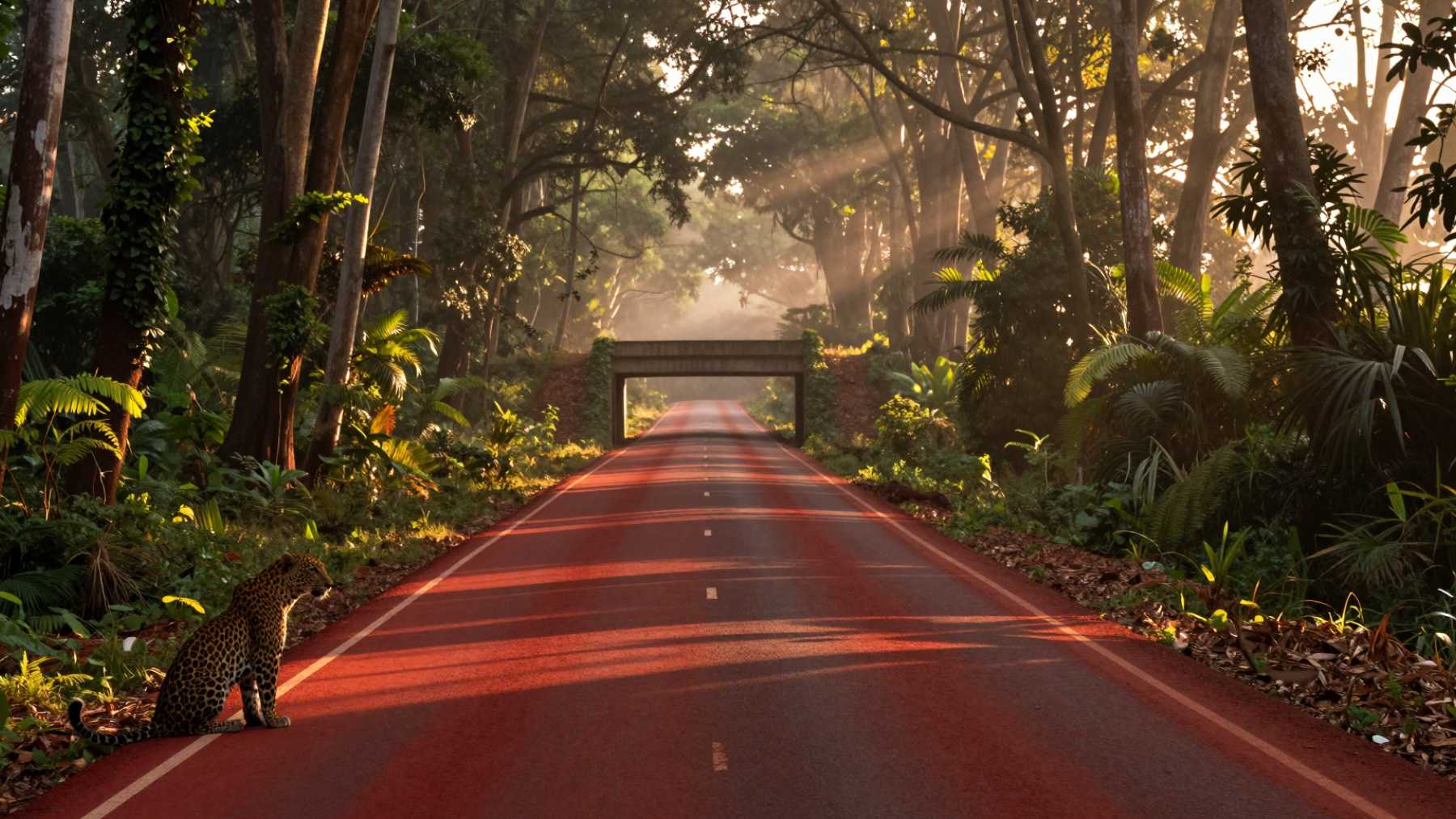 Inside a tiger reserve in India, engineers turned a deadly highway red to make drivers think twice before speeding past a leopard 1 17. GES Inside a tiger reserve in India engineers turned a deadly highway red to make drivers think twice before speeding past a leopard