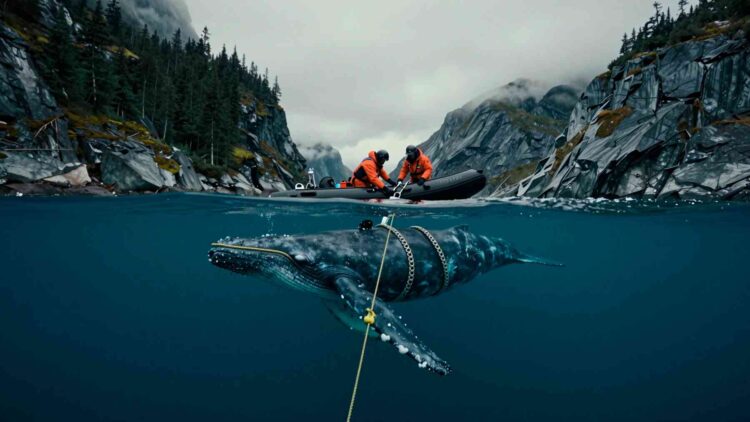 18. INTERNAL Anchored to the seafloor by 1600 pounds of crab gear a juvenile humpback whale in a remote Alaskan fjord waited for rescuers who had only hours to act