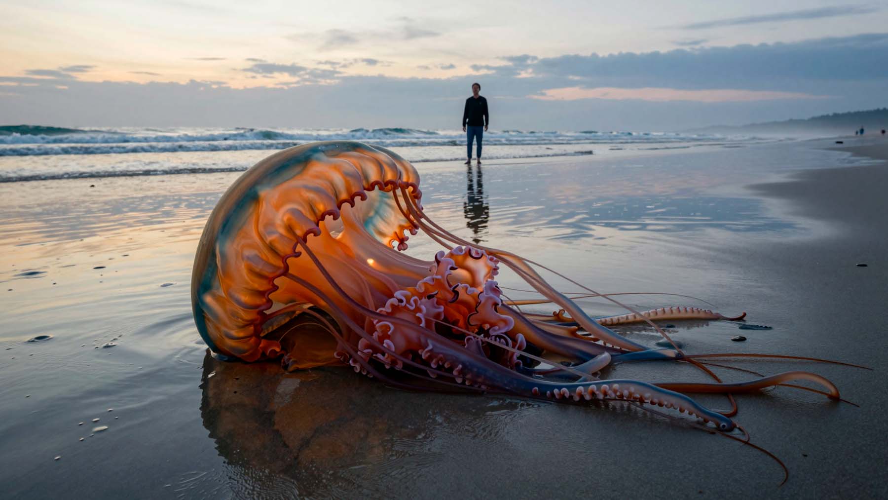 Cape Cod beachgoers began finding jellyfish with tentacles longer than a school bus washing ashore, and no one can fully explain why so many are arriving early 1 6. GES Cape Cod beachgoers began finding jellyfish with tentacles