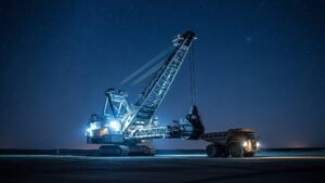A 14.7 million pound walking dragline tears open the Wyoming prairie to feed 20 coal trains a day, and the name its builders gave this monster at Black Thunder points straight at the most familiar star pattern in the northern sky 8 massive dragline excavator at Black Thunder coal mine under a starlit Wyoming sky