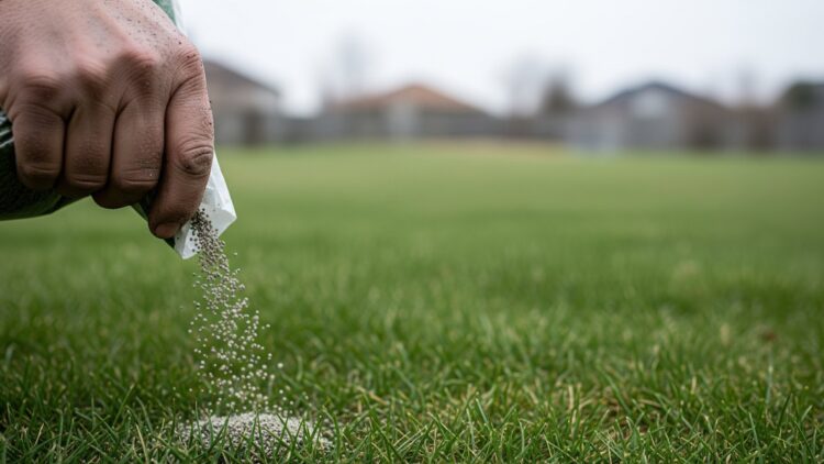 Every spring, tens of millions of Americans spread fertilizer believing it builds a greener world, and the underwater graveyard it is building tells a very different story about every bag sold at the garden center 1 a hand pouring lawn fertilizer granules onto a suburban grass lawn, every spring tens