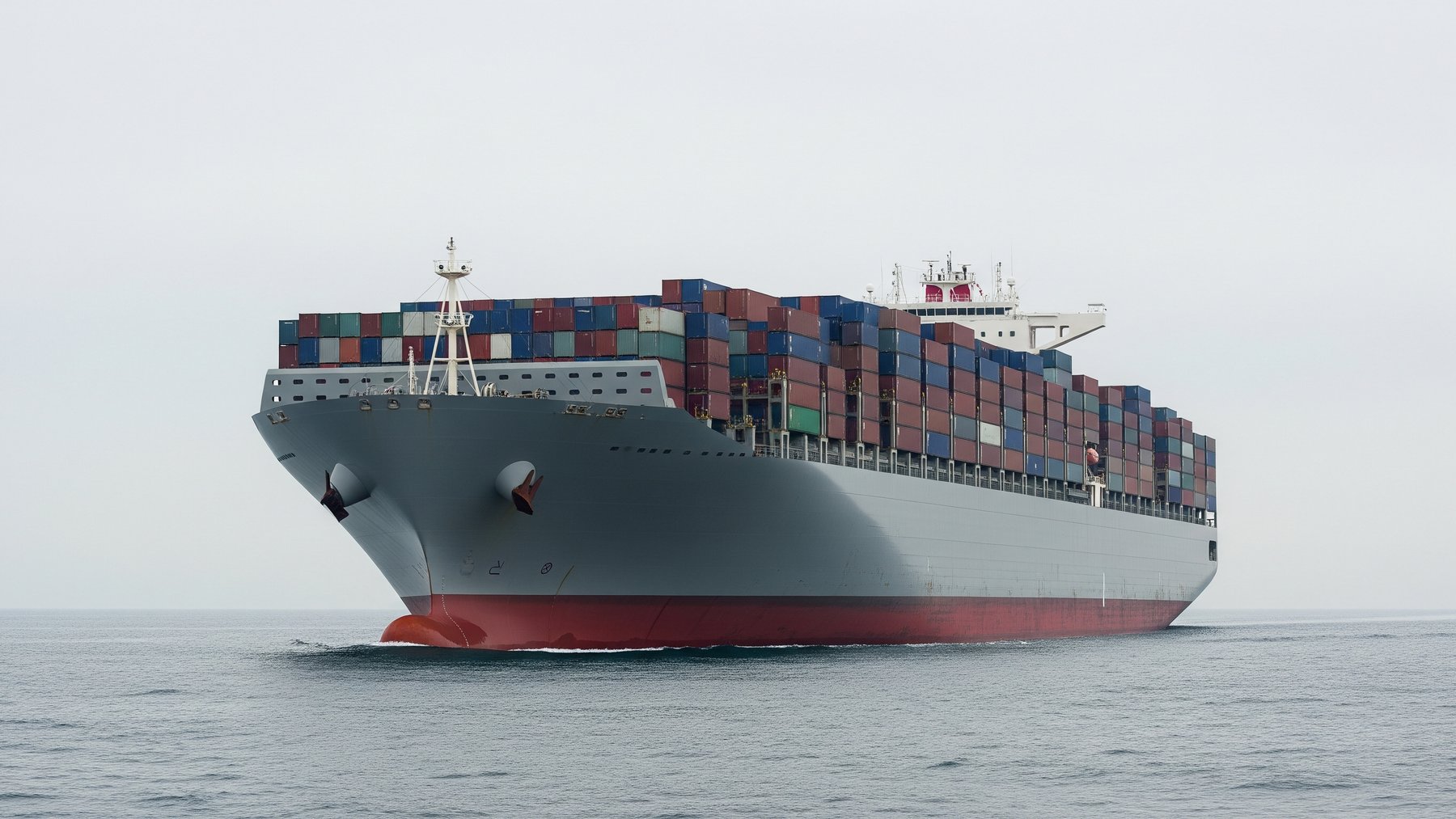 massive cargo ship float on open ocean under overcast sky, 220 000 ton