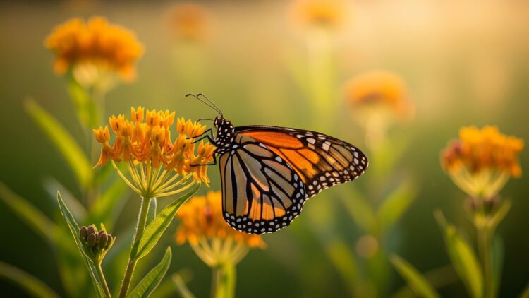 Volunteers counted just 9,119 of them overwintering in California in the winter of 2024, 25, and the $6 billion figure economists found living inside their wings is something almost no one has priced in 1 a monarch butterfly resting on milkweed in golden light, showing its iconic wings, volunteers counted just