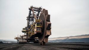 Germany to strip a coal mine, a 31 million pound machine became the heaviest land vehicle ever built, and the ground it guts is later rebuilt into lakes and meadows 13 the world's largest land vehicle bucket-wheel excavator towering over an open-pit mine, world s record