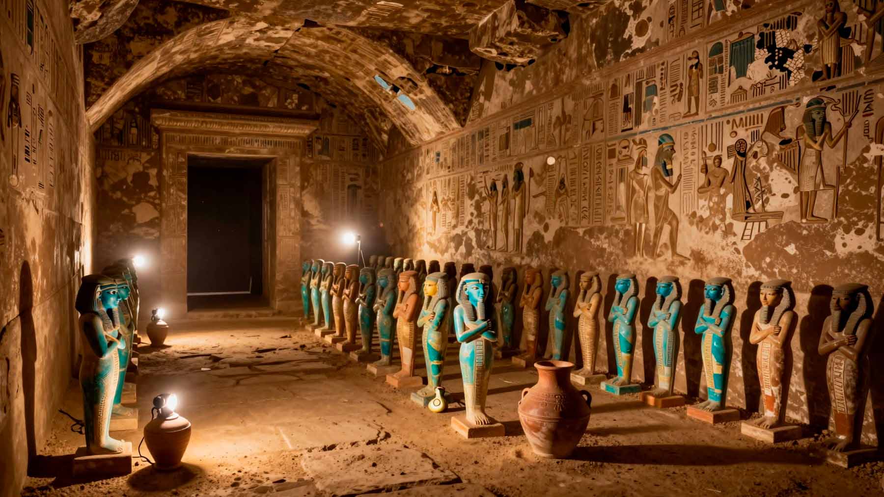 Inside a sealed Egyptian tomb, 560 miniature "servants" were still lined up and ready to work for their dead master 1 15. GES Inside a sealed Egyptian tomb 560 miniature