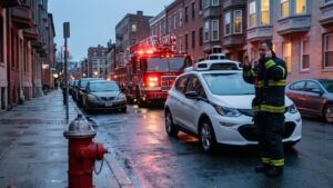 San Francisco firefighters filed 31 reports of driverless cars blocking emergency scenes, and moving one out of the way means calling a hotline and waiting for a stranger to unlock the steering 8 A fire engine held up behind driverless cars downtown
