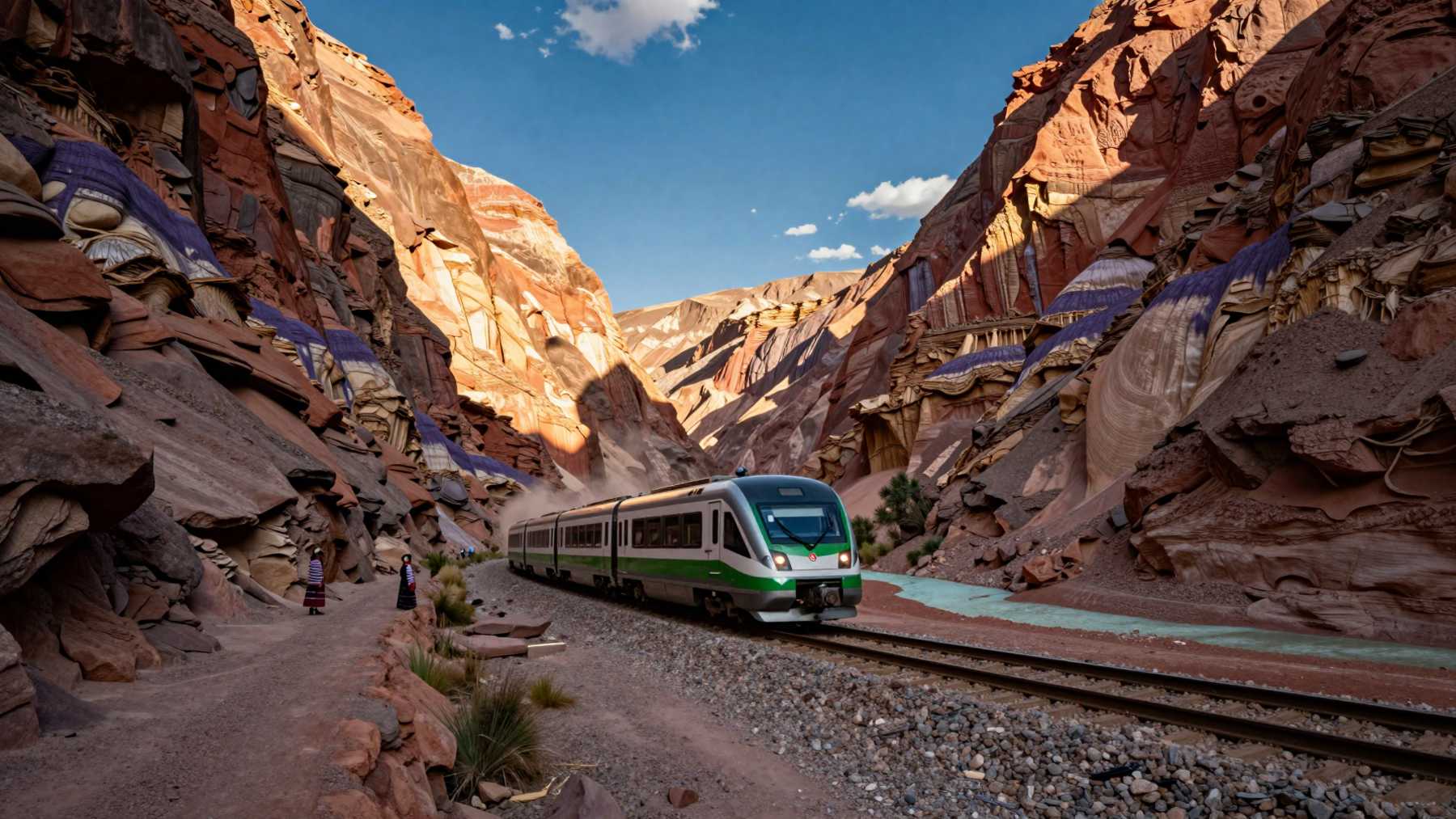 Argentinas solar train glides through a 10000 year old canyon once walked by Inca messengers and hunter gatherers