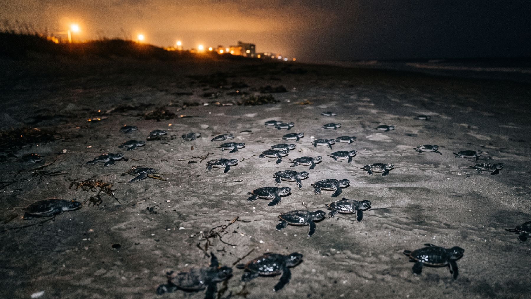 Every year on Florida's beaches, more than 100,000 sea turtle hatchlings crawl the wrong way, and the blue glow of ordinary white LED bulbs is what points them inland