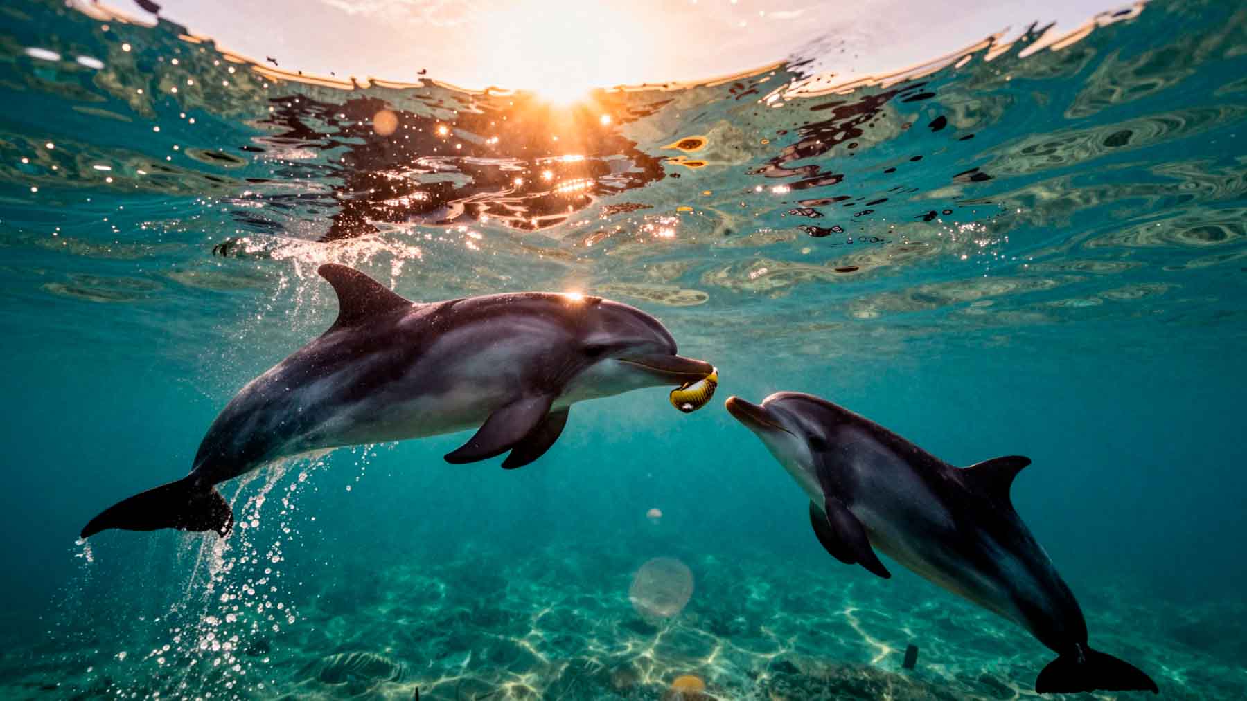 Marine biologists caught dolphins using seashells as fish traps and teaching the trick to their calves and friends in Hervey Bay, Australia 1 Marine biologists caught dolphins using seashells as fish traps and teaching the trick to their calves and friends in Hervey Bay Australia