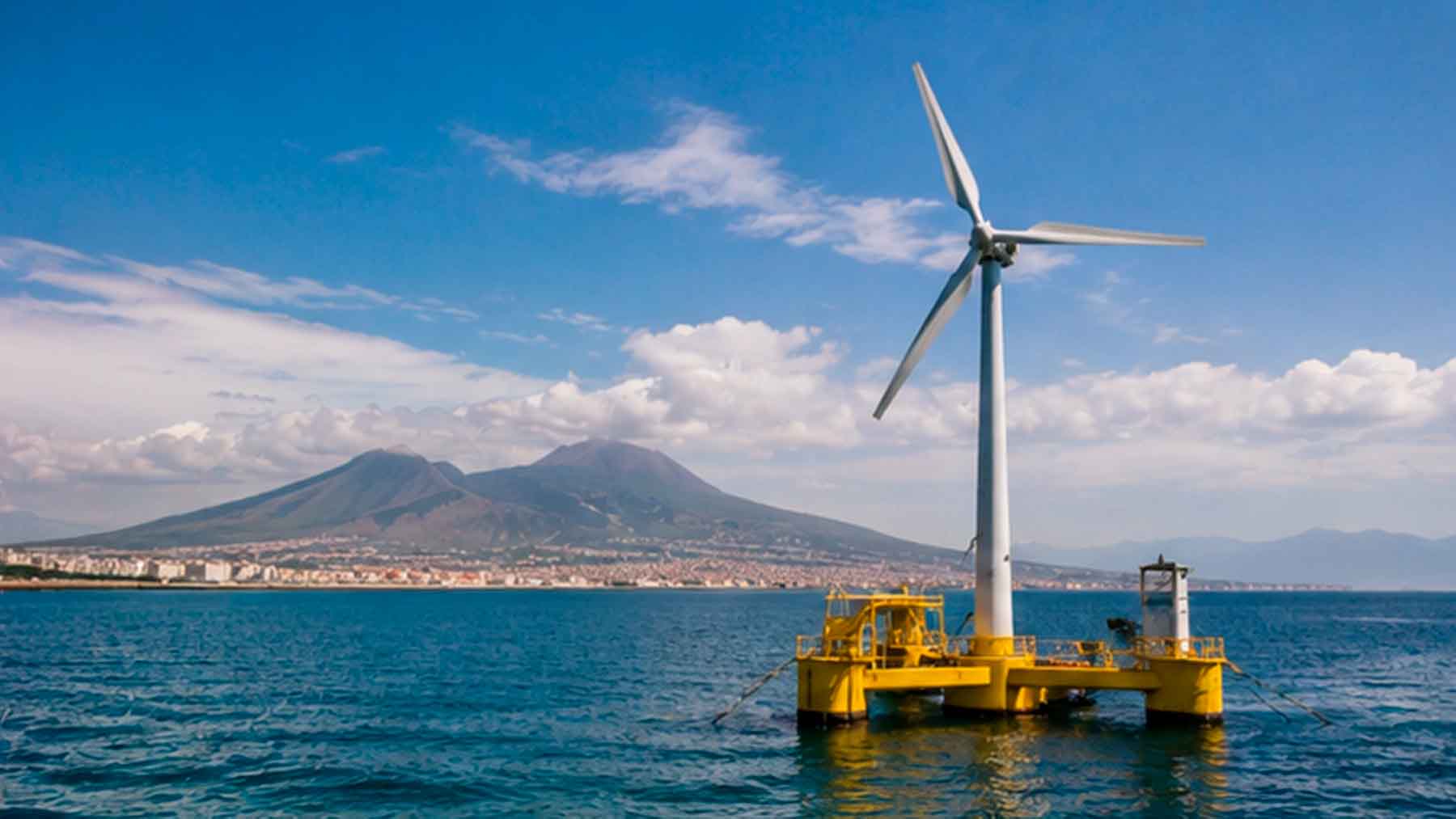 A recorder 100 feet from a floating wind prototype near Naples heard fish choruses crustacean impulses and dolphin clicks while the turbine itself was quieter than the ships and waves around it
