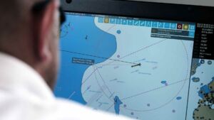 Harbor pilots at a Danish control room guided about 50 ships through the Kattegat from shore last year, and on those passages the rope ladder stayed coiled on the pilot boat 28 Harbour pilot at control desk guiding a ship via remote pilotage in Denmark, danish control room