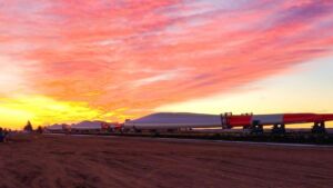Wind turbine blades stretching 264 feet each left a northern Colorado factory on 36 modified flat cars bound for a Texas port, in what the railroads involved called the longest such move on American rail 20 264-foot blades on modified rail cars crossing flat Texas scrubland, wind turbine blades