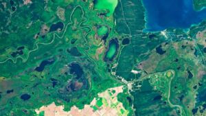 NASA satellites image 40,000-hectare Canadian agricultural island protected by dikes and pumps 35 In Canada s vast wetland delta a geometric grid of farm fields has quietly survived for decades by waging a constant
