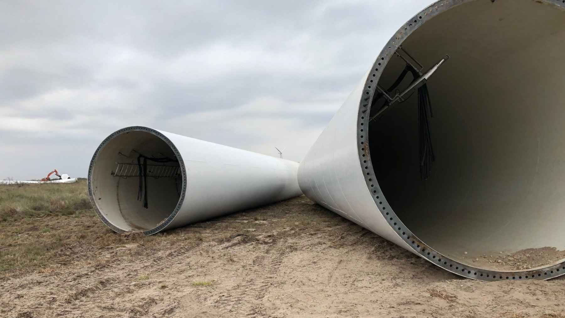 A scrap dealer hauled 22,000 tons of metal off a retired wind farm near Fluvanna and wrote a seven figure check for it, but the blade fiberglass from the same teardown had to be paid to go