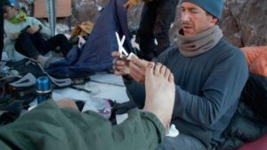 Runners taped their blister spots with cheap paper tape across 155 miles of desert, and it cut blisters by 40 percent 14 Runner's foot taped with paper tape during a desert ultramarathon blister study, runners taped their