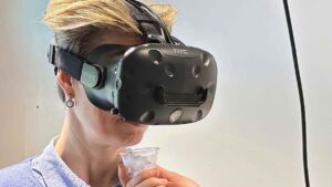 Volunteers sniffed vanilla, almond and lemon inside a simulated space station built for 54 adults, and two of the three smells came through stronger rather than weaker 17 Volunteer in VR headset sniffs a cotton ball testing smell stronger in space simulation, volunteers sniffed vanilla