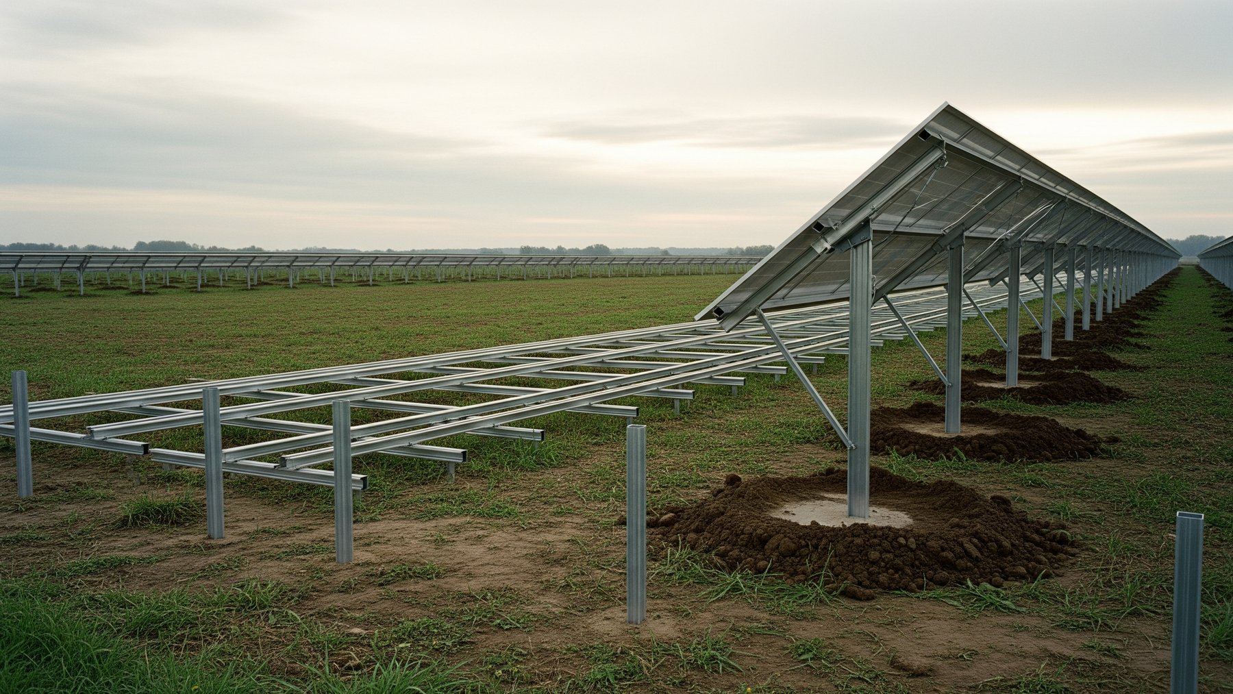 Greenbacker's 500 MW Cider Solar Farm in Genesee County is under construction and due online by late 2026 1 Construction crews install steel racking for the Cider Solar Farm in Genesee County New York