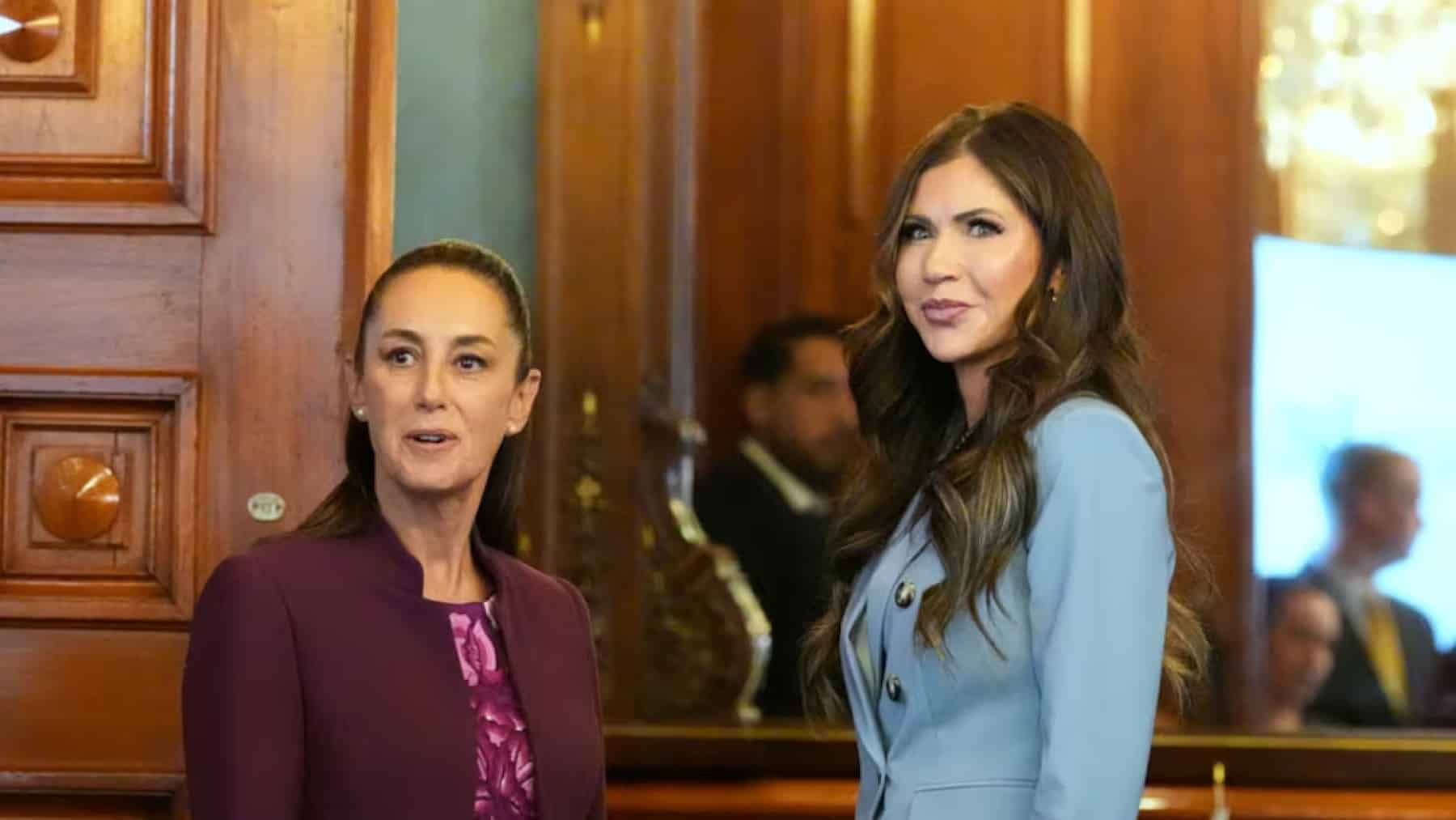 Sheinbaum recibe a Kristi Noem en el Palacio Nacional para sostener un encuentro bilateral