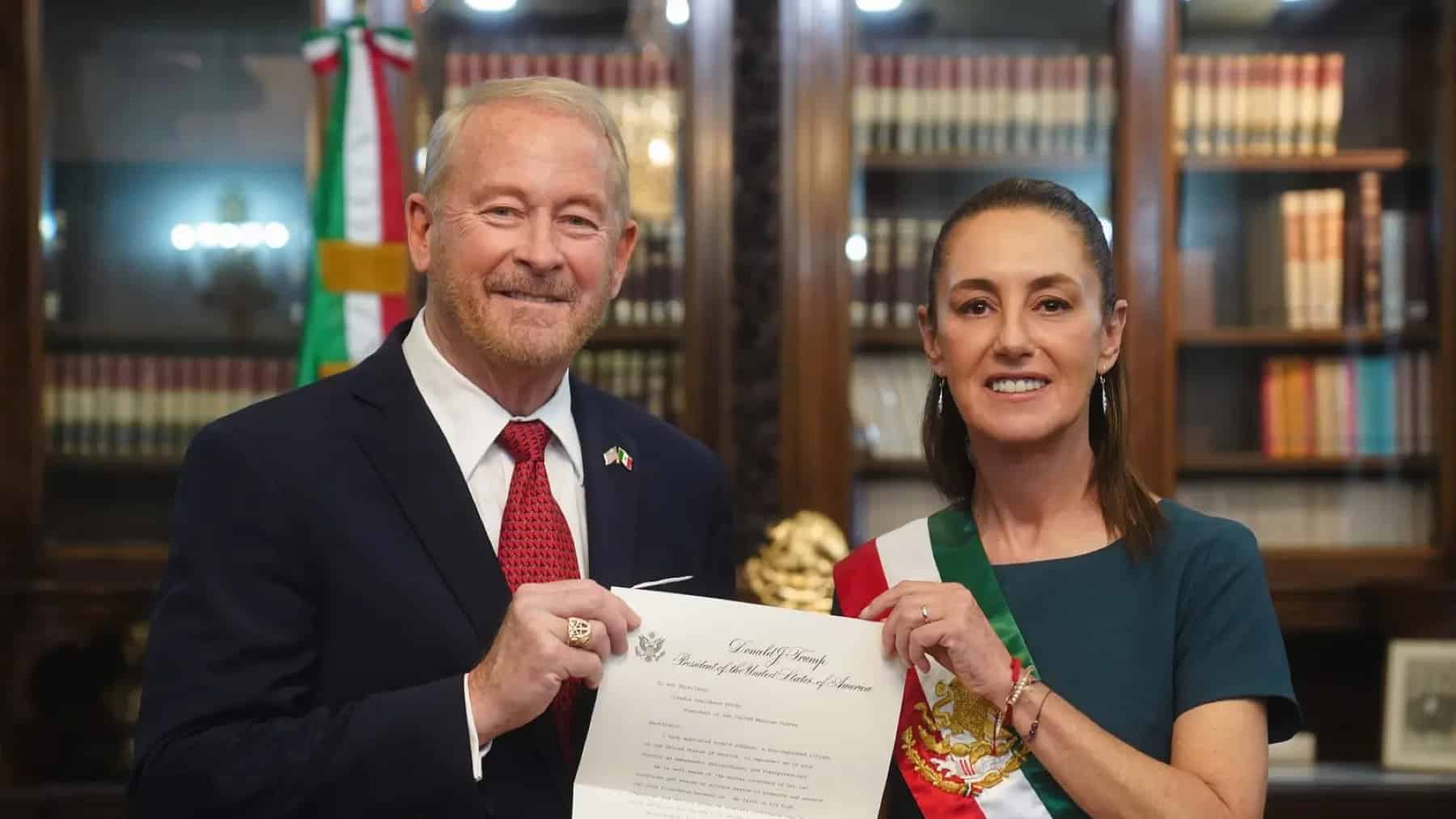 En el Palacio Nacional, Claudia Sheinbaum se reúne con el embajador de EE.UU, Ronald Johnson