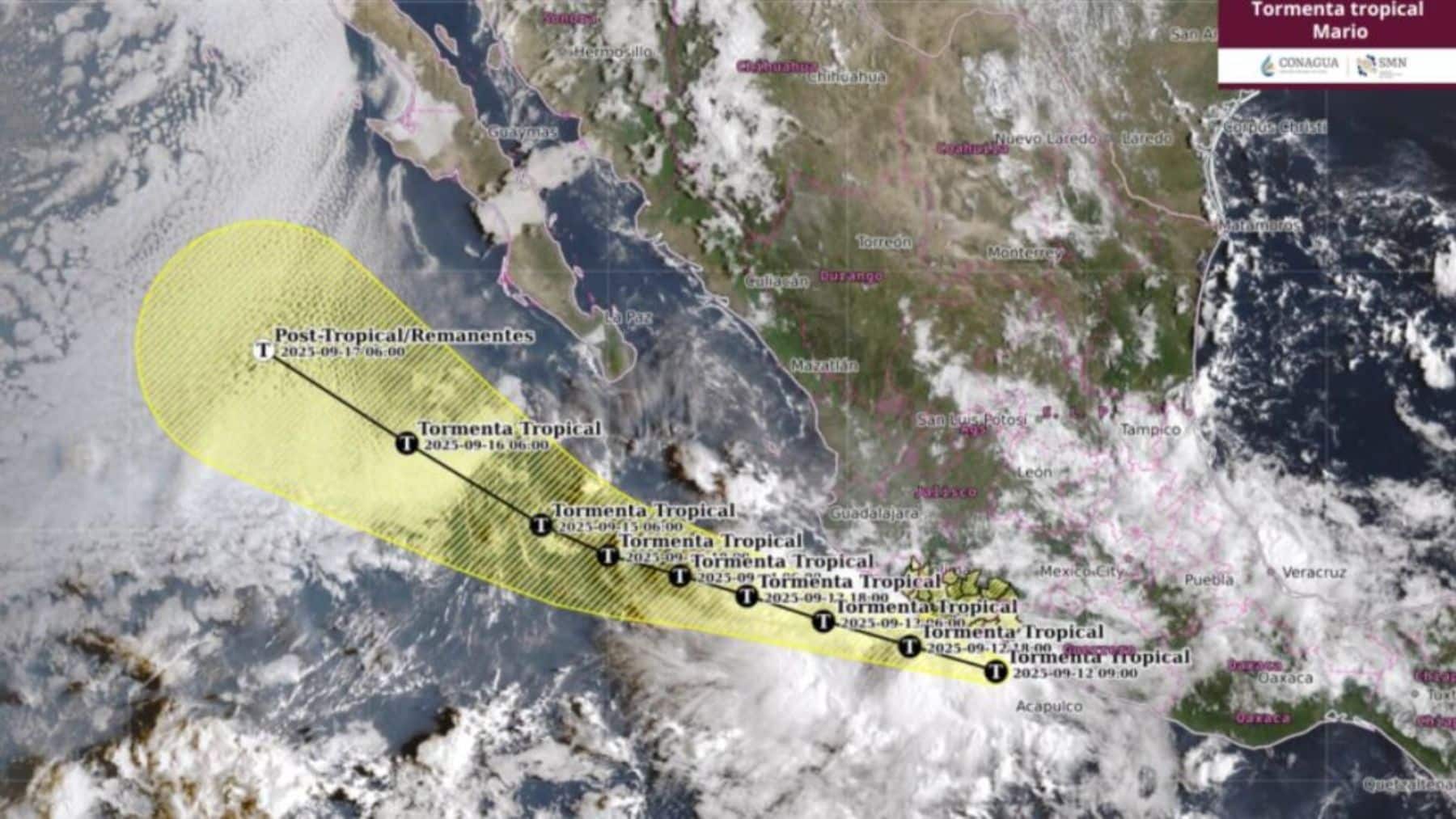 Tormenta tropical Mario pone en alerta a Baja California Sur