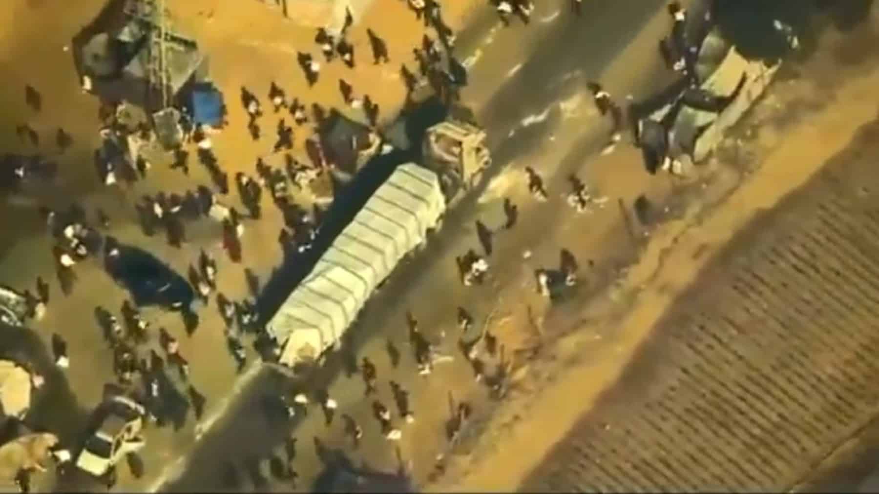 Un dron estadounidense registró el presunto robo de un camión de ayuda humanitaria por parte de milicianos de Hamas